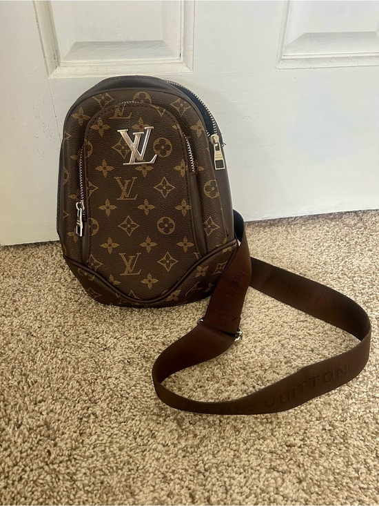 Source Unknown Handbags - Source Unknown Brown Monogram Canvas Crossbody Sling